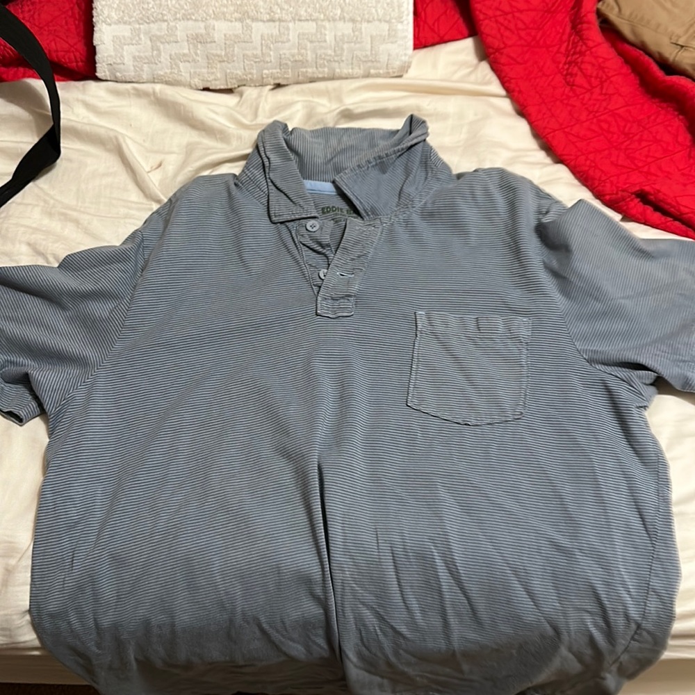 eddie bauer island wash polo xl blue